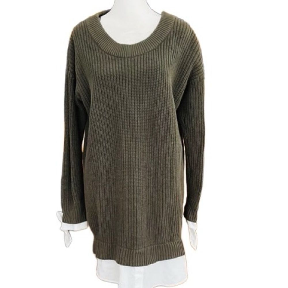 Motherhood Maternity forest green crew neck shaker knit sweater size M